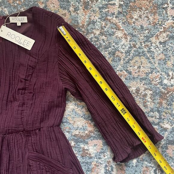 Roolee mom nursing friendly 100% linen dress women’s size Small deep purple plum - Picture 7 of 9